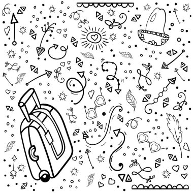 Meksika Partisi'ni ayarla. Meksika geleneksel tatil. Boyama sayfası yetişkin ve çocuklar. Cinco de Mayo Meksika geleneksel fiesta ve Meksika tatil. - Vektör. Vektör çizimi