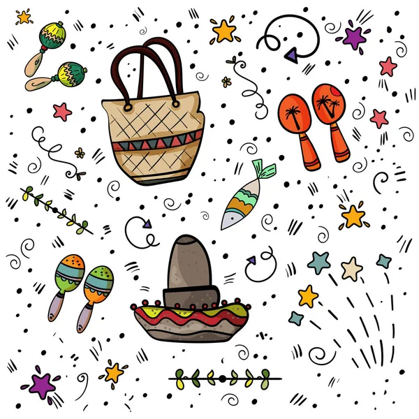 Organisez la fête mexicaine. Fête traditionnelle mexicaine. Cinco de Mayo Fête traditionnelle mexicaine et vacances au Mexique. - Vecteur. Illustration vectorielle — Image vectorielle