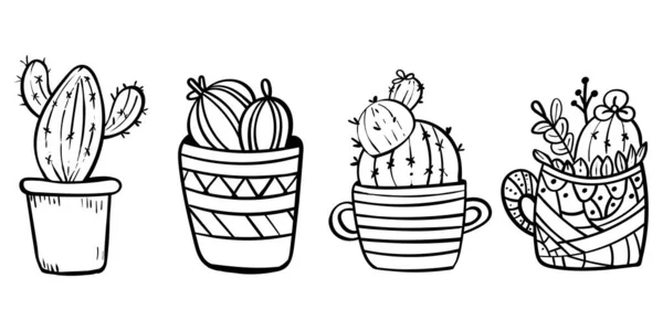 Les cactus fleurissent avec des pointes. Coloriage pour enfants et adultes. - Vecteur. Illustration vectorielle — Image vectorielle