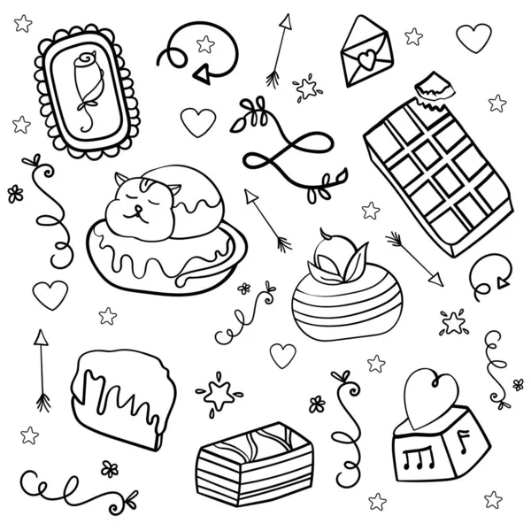 Sweet baking table. Holiday sweets. Chocolate brownies and cakes. - Vector. Vector illustration — Stock Vector