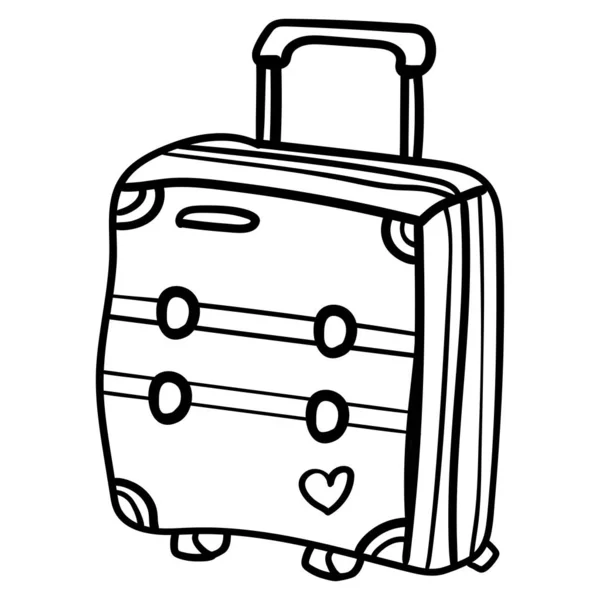 Valise Doodle pour voyager autour du monde. Coloriage ou livre. Illustration vectorielle. Composition carrée. Conception vectorielle — Image vectorielle