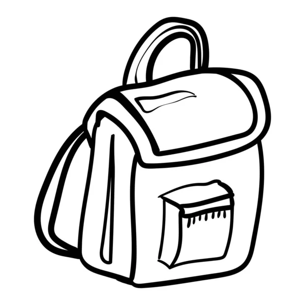 Kamp sırt çantası veya okul sırt çantası. Kentsel bir çevre veya açık hava eğlencesi için bir tekstil çantası. Boyama sayfası veya kitap. Vektör illüstrasyon. Kare kompozisyon. Vektör tasarımı - Vektör — Stok Vektör