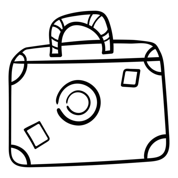 Doodle Suitcase for travelling around the world. Coloring page or book. Vector illustration. Square composition. Vector design — Stock Vector