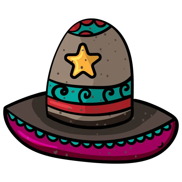 Celebración del Cinco de Mayo. Sombrero Mexicano. Traje latino tradicional nacional de sombrero mexicano. - Vector . — Vector de stock
