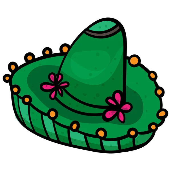 Celebração Cinco De Mayo. Sombrero mexicano. Chapéu de traje latino tradicional nacional mexicano. - Vector . —  Vetores de Stock