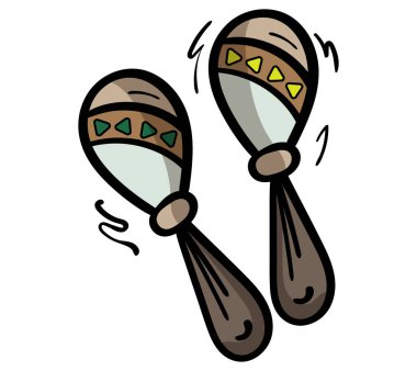 Karikatür Maracas beyaz arka plan üzerinde. Müzik aleti Meksika maracas. Vektör illüstrasyon. - Vektör