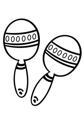 Karikatür Maracas beyaz arka plan üzerinde. Boyama sayfası yetişkin ve çocuklar. Müzik aleti Meksika maracas. Vektör illüstrasyon. - Vektör