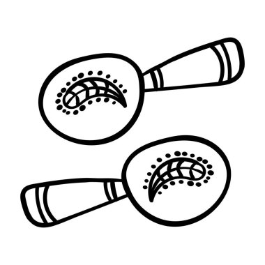 Karikatür Maracas beyaz arka plan üzerinde. Boyama sayfası yetişkin ve çocuklar. Müzik aleti Meksika maracas. Vektör illüstrasyon. - Vektör