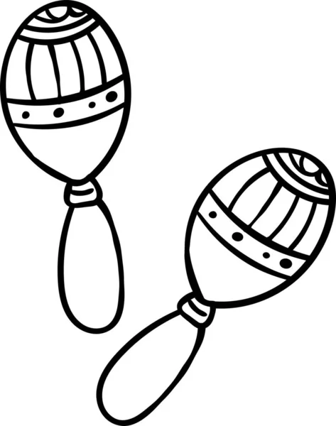 Cartoon Maracas on white background. Coloring page adult and kids. Musical instrument Mexico maracas. Vector illustration. - Vector — Stock Vector