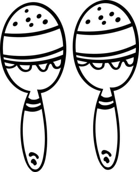 Desenhos animados Maracas em fundo branco. Desenho para colorir adulto e crianças. Instrumento musical Maracas do México. Ilustração vetorial. - Vector — Vetor de Stock