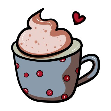 Bezelye bardağında kahve iç. Aşk. Konfor için Dekoratif Aksesuar. Mevsim kış. Sıcaklık ve rahatlık. - Vektör. Vektör çizimi