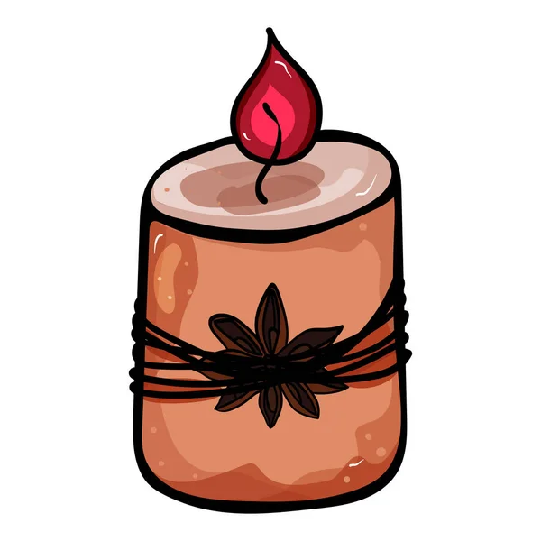 Paraffin candle. Accessory for comfort. Season is winter or fall. Warmth and comfort. - Vector. Vector illustration — Stock Vector