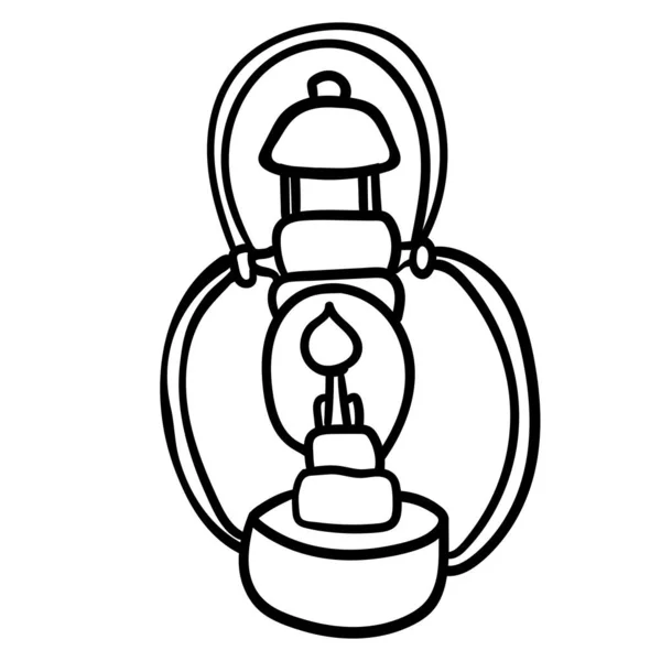 Oil lamp accessory for comfort. Coloring page adult and kids. Season is winter or fall. Warmth and comfort. - Vector. Vector illustration — Stock Vector