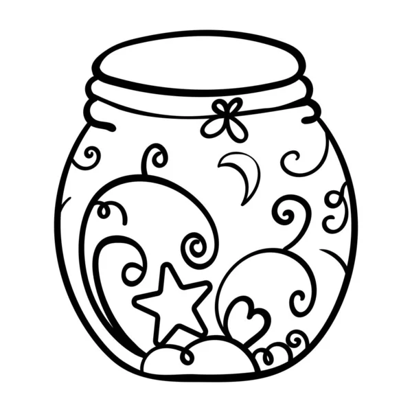 Decorative jar in the form of a ball. Christmas theme. Home decoration. Coloring page adult and kids. - Vector. Vector illustration — Stock Vector
