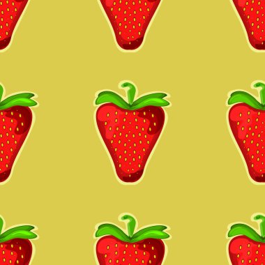 Çilekli. Kusursuz vektör dokusu. Vektör deseni. Taze meyve. - Vektör. Vektör illüstrasyonu