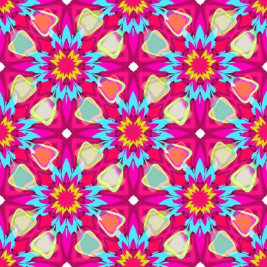 Çiçekli kaleydoskop. Kusursuz vektör dokusu. Vektör deseni. - Vektör. Vektör illüstrasyonu