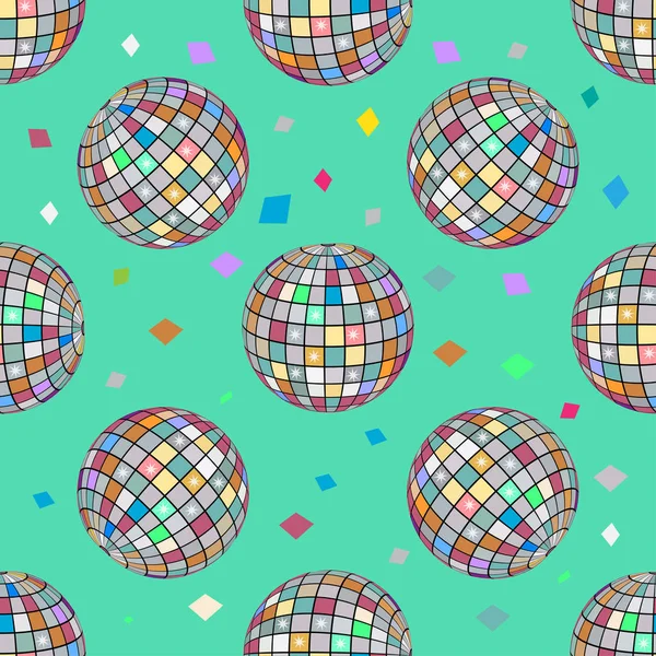 Seamless pattern disco sphere. Abstract symmetrical image. Vector illustration — Stock Vector