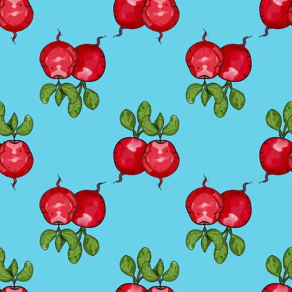 Red radishes Seamless texture For wrapping paper, street festival, farmers market, web - Vector. Vector illustration — ストックベクタ