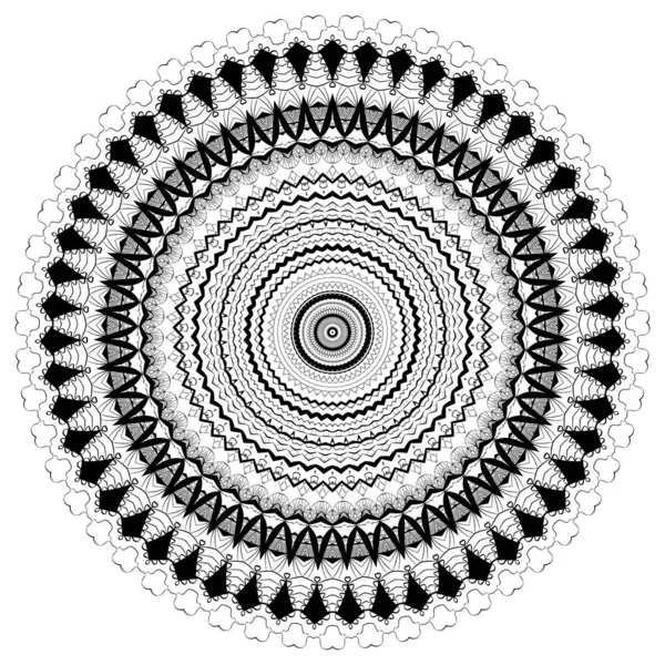 Okrągły element do kolorowanki. Mandala czarno-biała — Wektor stockowy