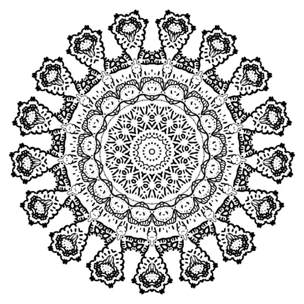 Elemento redondo para colorir livro. Mandala preto e branco - Vetor. Ilustração vetorial — Vetor de Stock