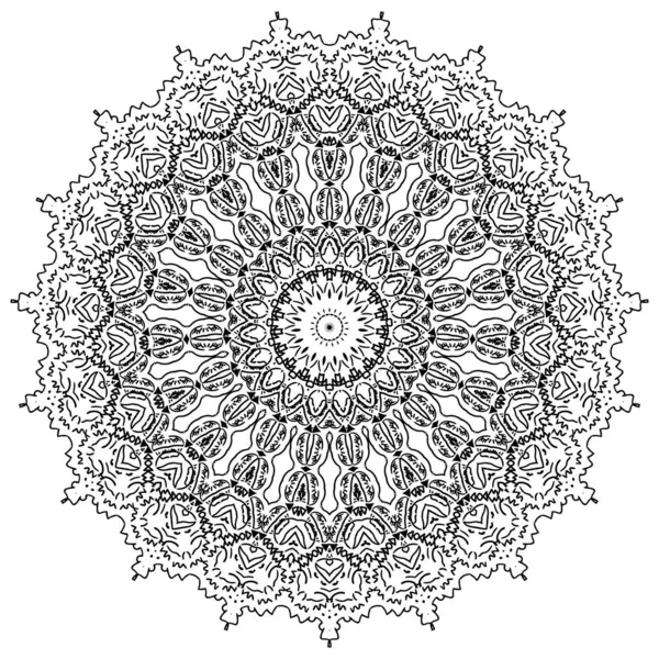 Elemento rotondo per libro da colorare. Mandala bianco e nero — Vettoriale Stock