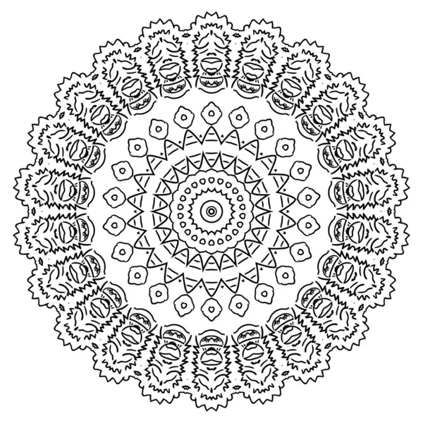 Élément rond pour livre à colorier. Mandala noir et blanc — Image vectorielle