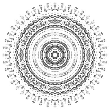 Kutsal sembol. Etnik model. Asya, Hindistan, boyama için doğu deseni. - Vektör. Vektör illüstrasyonu