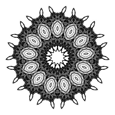 Boyama kitabı için yuvarlak element. Siyah beyaz mandala