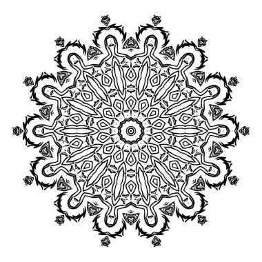 Boyama kitabı için yuvarlak element. Yetişkin boyama kitabı ya da zen mandala sayfası. Rahatlatıcı. - Vektör. Vektör illüstrasyonu
