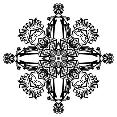 Şablon. Vektör illüstrasyon süsü, siyah ve beyaz. Rahatlatıcı. - Vektör. Vektör illüstrasyonu