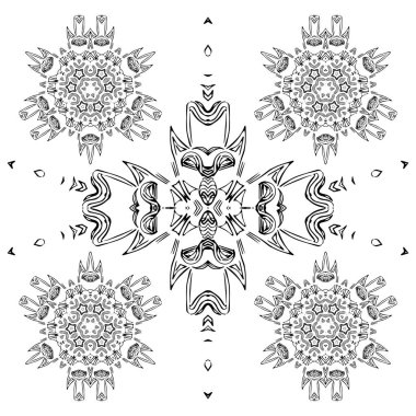 Şablon. Vektör illüstrasyon süsü, siyah ve beyaz. Rahatlatıcı. - Vektör. Vektör illüstrasyonu