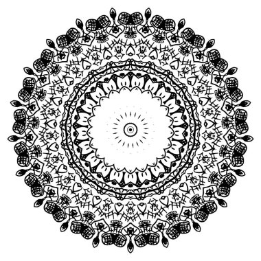 Boyama kitabı için yuvarlak element. Yetişkin boyama kitabı ya da zen mandala sayfası. Rahatlatıcı. - Vektör. Vektör illüstrasyonu