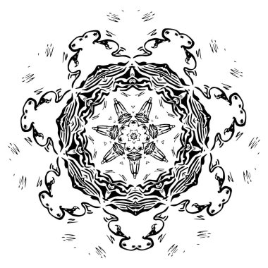 Renklendirme için mandalanın siyah ve beyaz vektör çizimi. Stres önleyici.