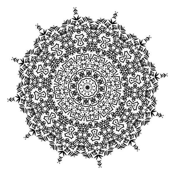 Round element for coloring book. Black and white mandala — Stock Vector