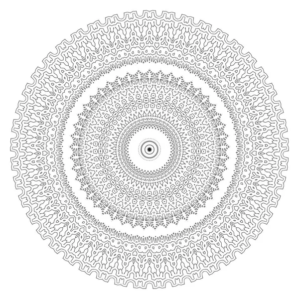 Round element for coloring book. Black and white mandala — Stock Vector