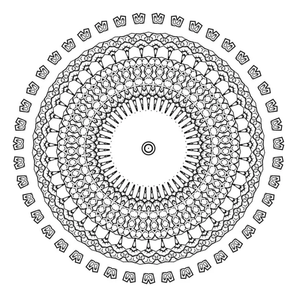 Okrągły element do kolorowanki. Mandala czarno-biała — Wektor stockowy