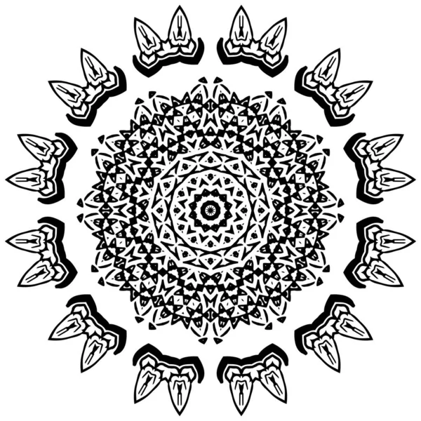 Kleurrijke heldere vector geïllustreerd mandala. Mandala voor Henna, Mehndi, tatoeage, decoratie. Etnie - Vector. Vectorillustratie — Stockvector