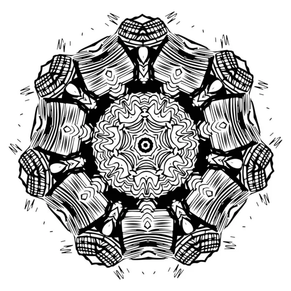 Fiore bianco e nero vettoriale illustrazione di mandala per la colorazione. Antistress . — Vettoriale Stock