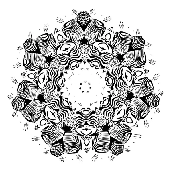 Fiore bianco e nero vettoriale illustrazione di mandala per la colorazione. Antistress . — Vettoriale Stock