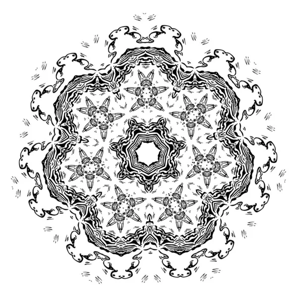 Květinová černá a bílá vektorová ilustrace mandaly pro barvení. Antistres. — Stockový vektor