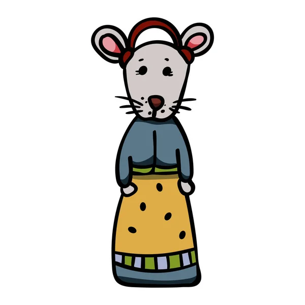 Fille rongeur, animal mignon dans une belle robe. - Vecteur. Illustration vectorielle — Image vectorielle