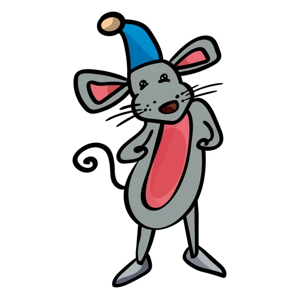 Alegre roedor para el cumpleaños, Nochevieja o Baby Shower. Estilo de dibujos animados, vector . — Vector de stock