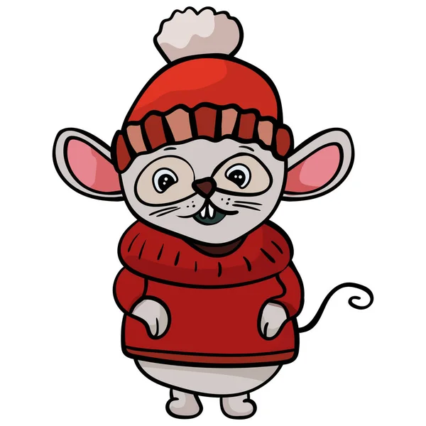 Rongeur en vêtements d'hiver chauds. Cartoon style, vecteur. Charmant animal . — Image vectorielle