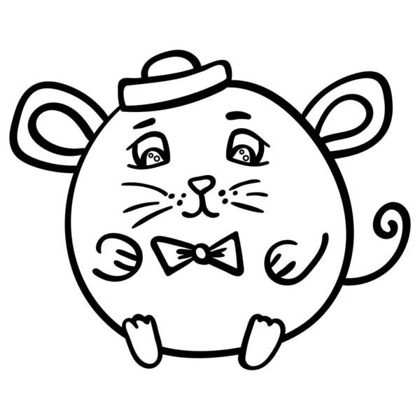 Șoarece drăguț sau șobolan în îmbrăcăminte marină, simbol 2020. Pagina de colorat, carte de colorat. Contur . — Vector de stoc