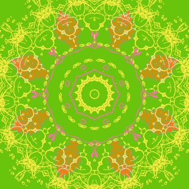 Kaleydoskop vektörü renkli, kutsal sembol. Etnik model. Asya, Hindistan, doğu deseni. - Vektör. Vektör illüstrasyonu