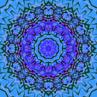 Kaleydoskop vektörü renkli, kutsal sembol. Etnik model. Asya, Hindistan, doğu deseni. - Vektör. Vektör illüstrasyonu