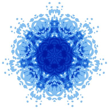 Mavi suluboya sıçrama, beyaz arka planda izole edilmiş nokta. Vektör el illüstrasyonu