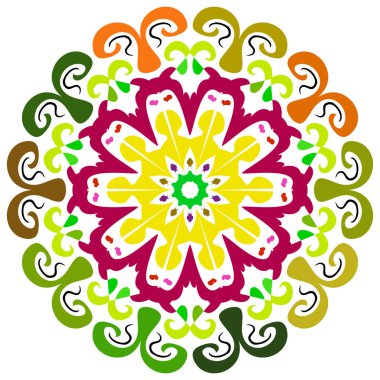 Gökkuşağı kaleydoskopu. Doğudaki çiçek motifi, Vektör. Vektör illüstrasyonu