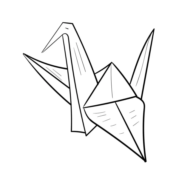 Japão Origami Bird Vector Doodle Illustration Ilustração Vetorial Desenhada Mão — Vetor de Stock