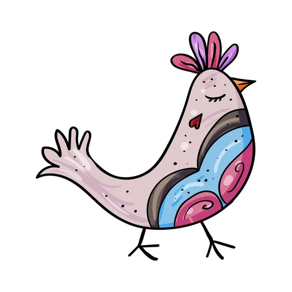 Bel Oiseau Dans Style Gribouillis Illustration Vectorielle Pour Enfants Mignon — Image vectorielle